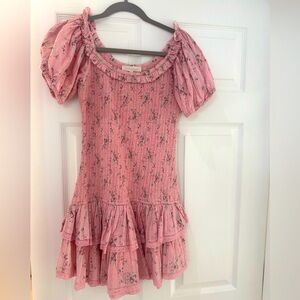 Loveshack fancy Floral Pink mini Dress